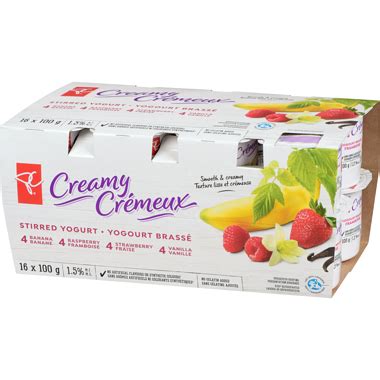 Yogourt brassé crémeux en petits pots fraise framboise bleuet et