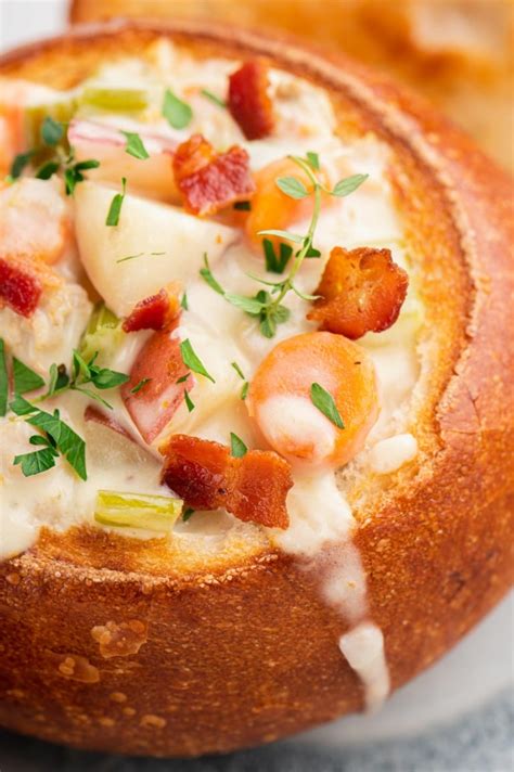 Creamy Clam Chowder In A Bread Bowl Yellowblissroad