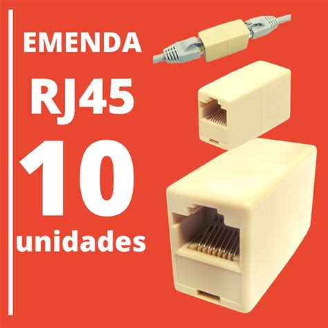 Kit 10x Adaptador Emenda Rj45 Cabo Rede Cat5e Conector Fêmea Faz a Boa