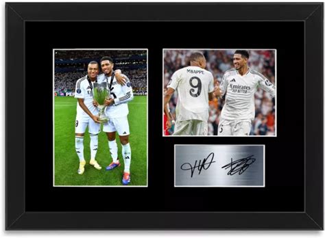 JUDE BELLINGHAM KYLIAN Mbappe Real Madrid A4 Signed Photo Mount Poster