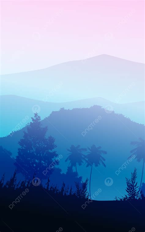 Natural Forest Mountains Horizon Hills Silhouettes Of Trees Evening