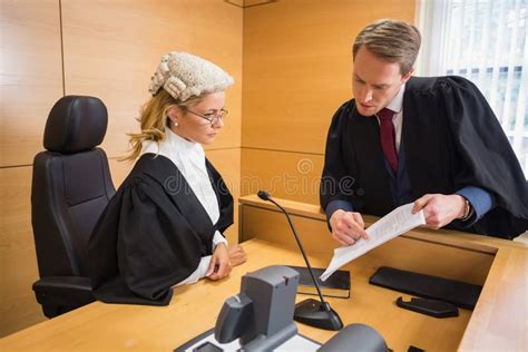 Lawyer Speaking With The Judge Stock Image Image Of Justice