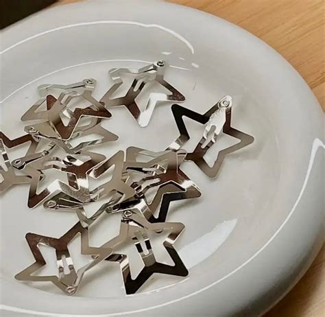 5pcs Y2k Star Hair Clip Silver Hair Clips Star Accessories Y2k Hair Clip Star Jewellery Silver