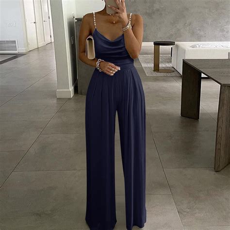 Selone Wide Leg Jumpsuits For Women Plus Size Baggy Casual Solid Color