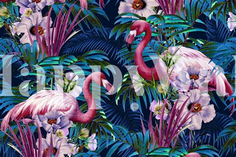 Night Forest Flamingos Wallpaper Buy At Happywall