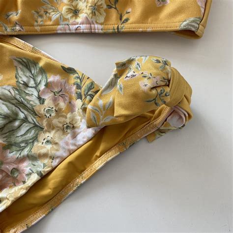 Zimmermann Amelie One Shoulder Bikini In Gold Floral Depop