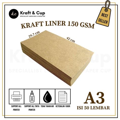 Jual Kertas Kraft A Liner Gsm Isi Lembar Kertas Bahan Paper