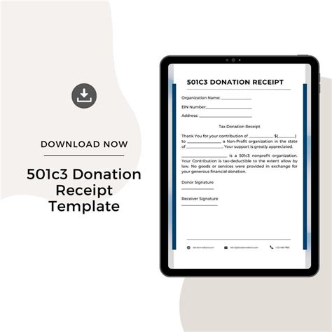 501c3 Donation Receipt Template Printable Pdf And Word Pack Etsy