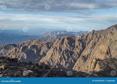 Panorama From Trail To Toubkal Ridges And Highest Peaks Of High Atlas