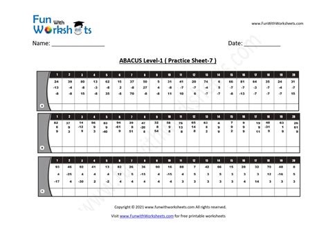 Abacus Practice Worksheets Level 1