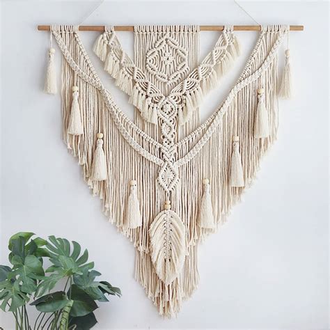 Macrame pared colgante tapiz boho geométrico chic sala de Etsy