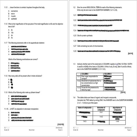 Grade Life Sciences November Paper And Memo Classroom