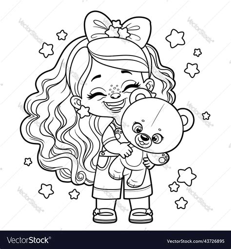 Cute Cartoon Long Haired Happy Girl With Big Vector Image