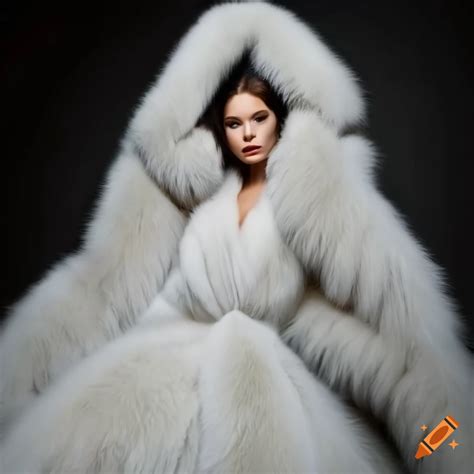 Young Woman In A Fluffy Fur Gown On Craiyon