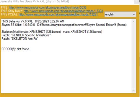 Fnis Xxl Not Working Technical Support Skyrim Special Edition