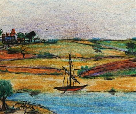 Sailboat Modern Impressionism Color Pencil Drawing Drawings