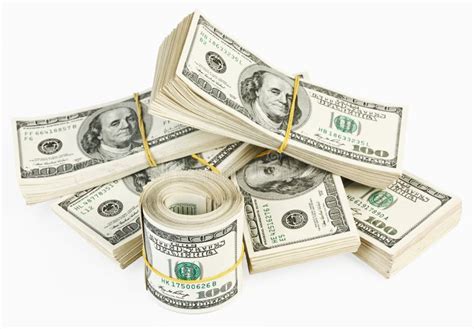 Many Bundle And Roll Of US 100 Dollars Bank Notes Stock Image Image