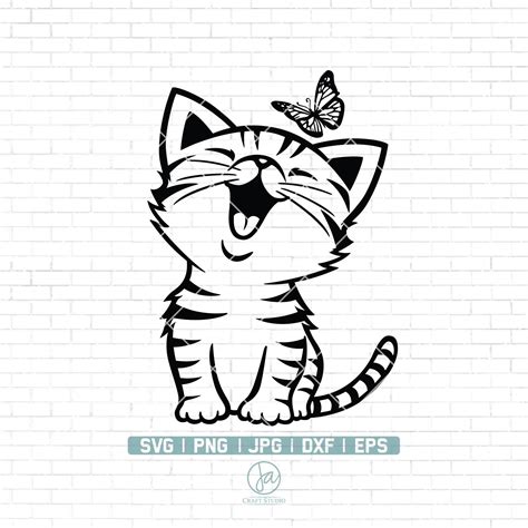 Cute Cat Svg Curious Kitten Clipart Cat Svg Cat Clipart Etsy