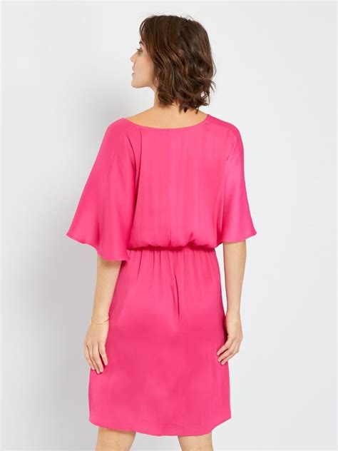 Robe Courte Cache Coeur Rose Vif Kiabi