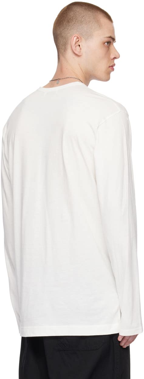 Yohji Yamamoto White Printed Long Sleeve T Shirt Yohji Yamamoto