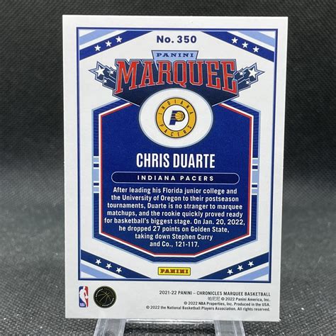 Chris Duarte Panini Chronicles Marquee Indiana Pacers Rookie