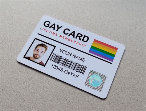 Personalised Novelty Gay ID Card Lifetime Membership Holographic Sticker Prank Rude Joke Friend