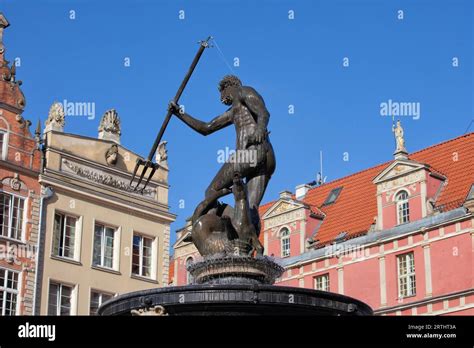 Poland Gdansk Old Town Neptune Fountain Bronze Statue Of The Roman