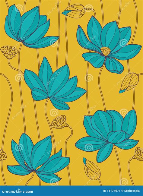 Lotus Seamless Vector Pattern Stock Vector Illustration Of Swatch