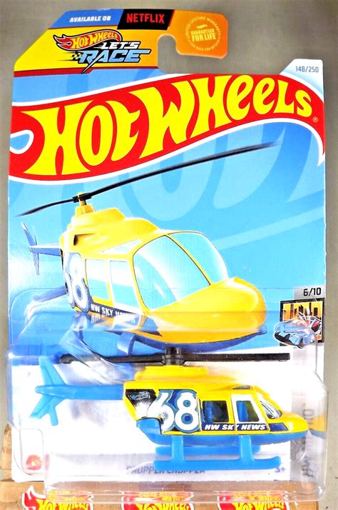 2024 Hot Wheels 148 HW Metro 6 10 PROPPER CHOPPER Yellow Blue Base Black Rotor Contemporary