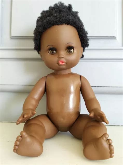 Ancienne Mini Poup E Fille Afro Coiffure R Aliste Yeux Dormeurs Cils