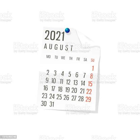 Ilustración De Calendario Vectorial De Agosto De 2021 Y Más Vectores