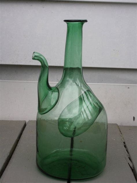 Green Glass Wine Decanter Handblown Made In Italy S Etsy Glass