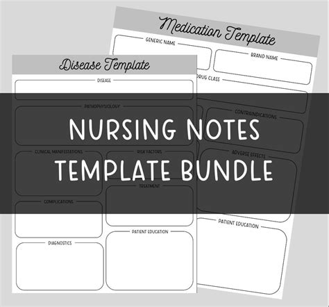 Nursing Notes Template Bundle Pharmacology Note Template Disease Note