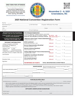 Fillable Online 2021 National Convention Registration Form Fax Email