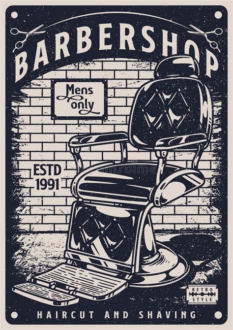 Men Barbershop Vintage Sticker Monochrome Stock Vector - Illustration of interior, symbol: 309985116