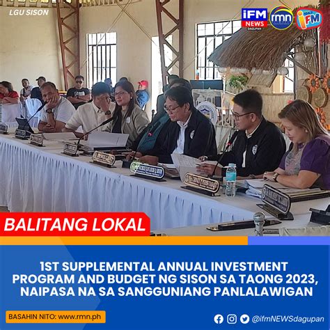 1ST SUPPLEMENTAL ANNUAL INVESTMENT PROGRAM AND BUDGET NG SISON SA TAONG