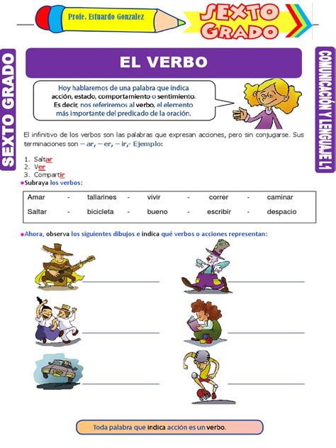 El Verbo Sexto Primaria Pdf Verbo Lingüística