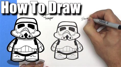 How To Draw A Cute Cartoon Storm Trooper Easy Chibi Step By Step