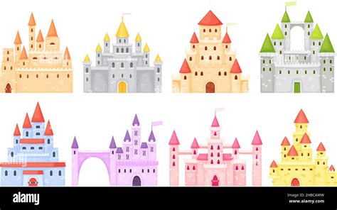 Cartoon Medieval Castles Ancient Fortress Fairy Tale Palace