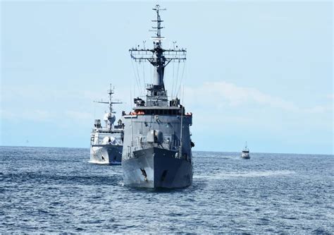 Nigerian and French Navy Frigates in the Atlantic during Exercise Grand ...