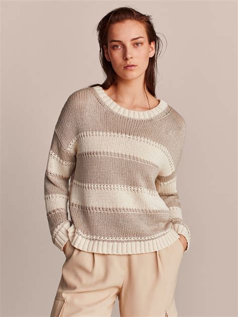 Sweater Med Strukturstriber Dame Massimo Dutti Полосатые свитера Вязанные свитера