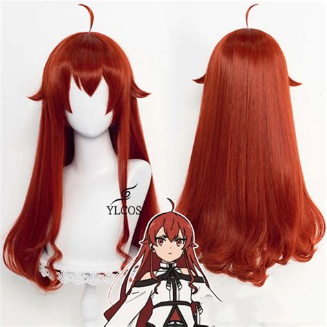 Unisex 65cm Red Wig Cosplay Costume Accessory Set Mushoku Tensei Eris ...