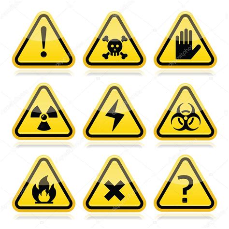 Peligro Riesgo Advertencia Moderno Traingle Signos Conjunto Vector