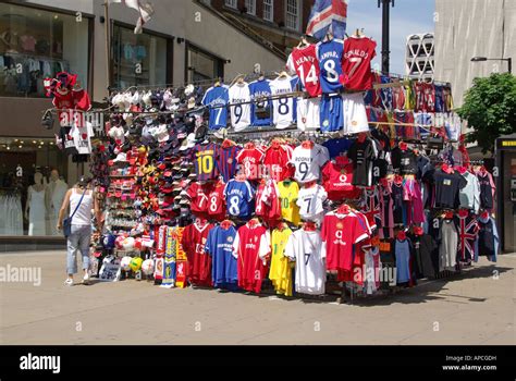 London West End Oxford Street Pavement Stall Selling Football Team