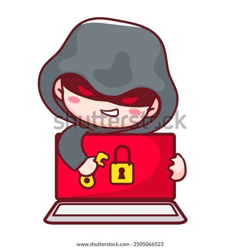 Cyber Hacker Cartoon Vector Cyber Crime Stock Vector Royalty Free