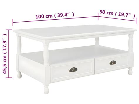 Table Basse Blanc X X Cm Bois De Paulownia Solide