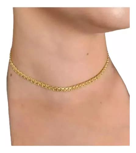 Choker Banhado A Ouro 18k Semi Jóia De Luxo Coração Pedras