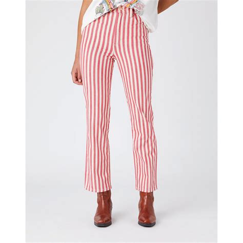 Striped Wide Leg Jeans With High Waist Striped Red Wrangler La Redoute