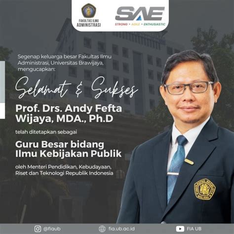 Selamat Dan Sukses Pengukuhan Guru Besar Prof Drs Andy Fefta Wijaya