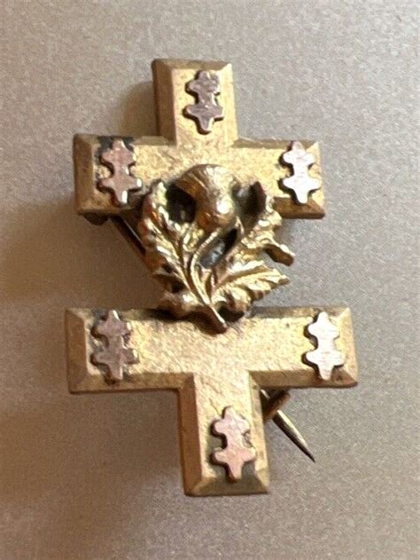 Rare Antique French Lorraine Cross Brooch Scottish Th Gem